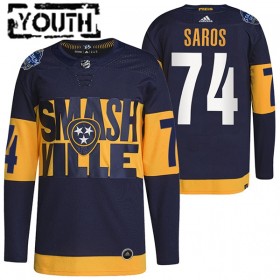 Nashville Predators Juuse Saros 74 Adidas 2022 Stadium Series Authentic Shirt - Kinderen